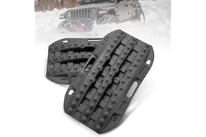 Kanruis Recovery Traction Boards, Emergency Tracks Mini-Sized Traction Mat for Off-Road Sand Mud Snow Rescue, 2 PCs Tire Ladder (Black)