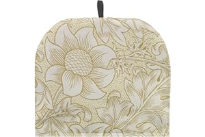 PJHEQOXE William Morris Pattern Tea Cozy for Teapot Dome Teapot Cover Customized Teapot Covers with Handle Dust Cover Kitchen Kettle Dust Cover Can Hung and Folded Decorative Kitchen（White）