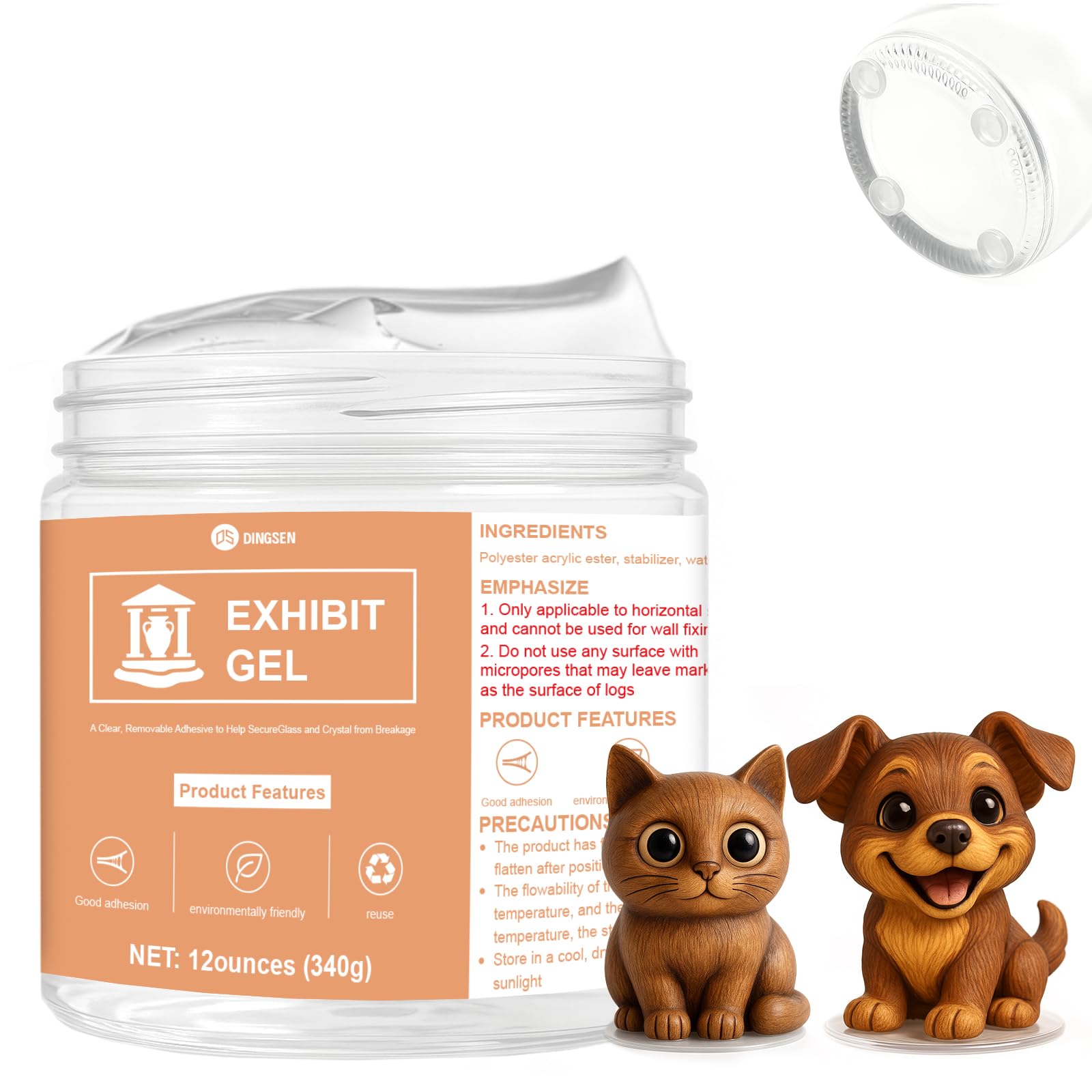 Photo 1 of 12 oz Exhibit Gel for Museum Exhibition, Clear Removable Exhibit Wax,Reusable No Residue to Secure Decor, Artifacts Against Drops, Vibration and Shocks for Antiques, Glass, Ceramic