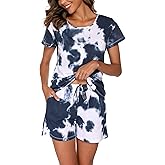 ENJOYNIGHT Womens Pajama Shorts Sets Cotton Pjs Summer Cute Sleepwear with Pockets