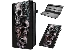 Mxfdegf Car Registration and Insurance Holder, Leather Car Glove Box Organizer, Cool Car Accessories for ID, Driver's License Cards & Essential Document,business cards,Men&Women,Skull/Black