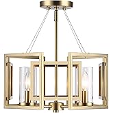 Golden Lighting Marco 4-Light Semi-Flush in Brushed Champagne Bronze with Clear Glass