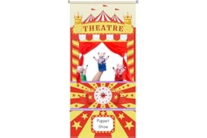 JstFrU Doorway Puppet Theater with Adjustable Rod & Whiteboard – Foldable Hanging Stage for Creative Storytelling & Interactive Home Decor, Includes Storage Bag (67"x31")