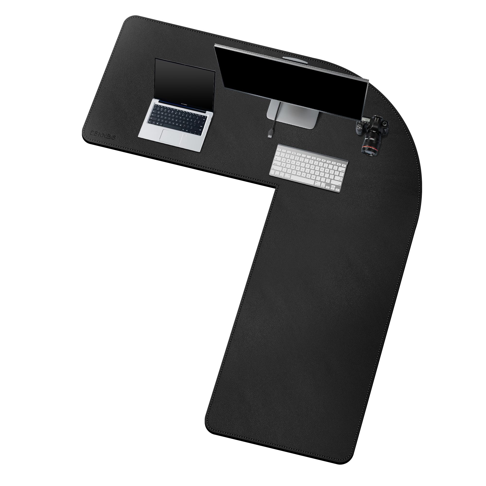 CENNBIE Dual Sided L Shaped Desk Pad,‎‎‎‎(120x140) x40cm Corner Leather Desk Pad,l Shaped Desk Gaming mat,Waterproof l Shaped Leather Mouse pad,Home Office Accessories Corner Desk Mat(Black)