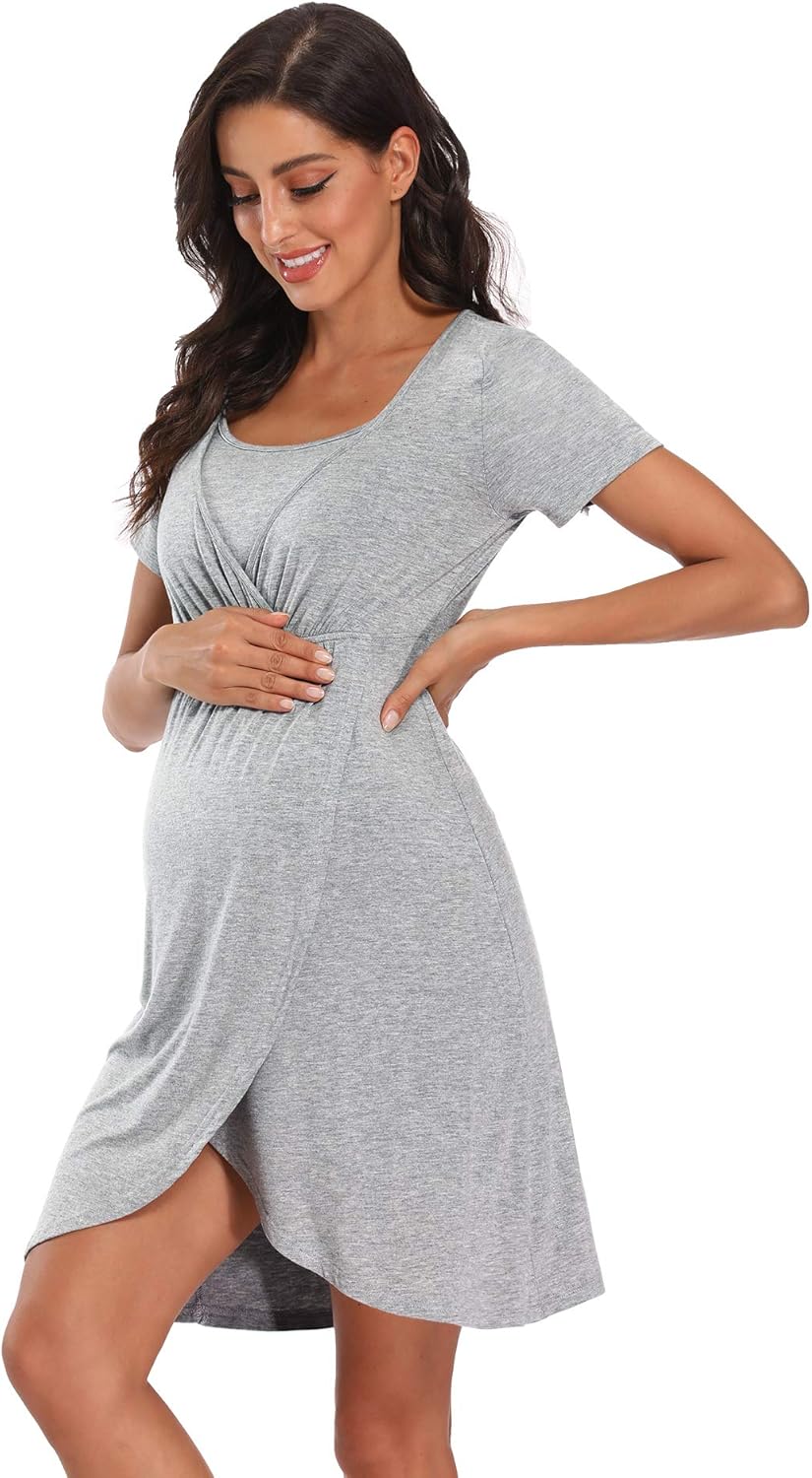 POSHGLAM Women's 3in1 Labor/Delivery/Nursing Nightgown Maternity Hospital Gown Breastfeeding Sleepwear at  Women’s Clothing store
