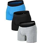 YOUJIOU Men's Underwear Cotton Boxer Briefs Fly Underwear Comfortable for Men 3 Pack