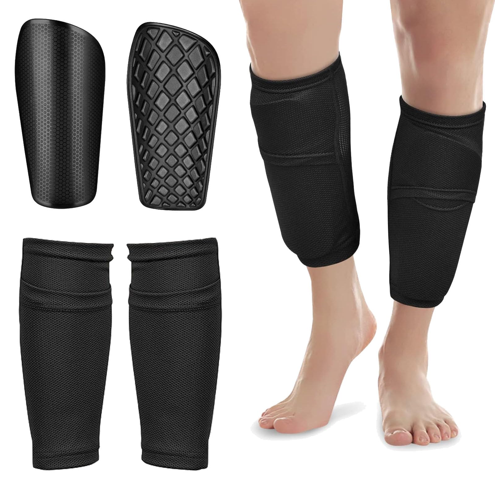 Soccer Shin Guards,TuoYi Kids Youth Shin Pads and Shin Guard Sleeves for 10-18 Years Old Boys and Girls for Football Games, EVA Cushion Protection Reduce Shocks