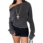 Milumia Women's Off The Shoulder Sweatshirts Ruched Long Sleeve Casual Pullover Tops