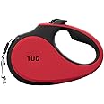 TUG Tiny 360° Tangle-Free Retractable Dog Leash with Anti-Slip Handle | 10 ft Nylon Tape | One-Handed Brake, Pause, Lock (Red)