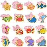 16 PCS Under The Sea Cookie Cutter Set with Plunger Stamper Set, Ocean See Cookie Cutters, Sea Creature Cookie Cutter Set, 3D Marine Animals Shape Cookie Cutters for Baking Birthday