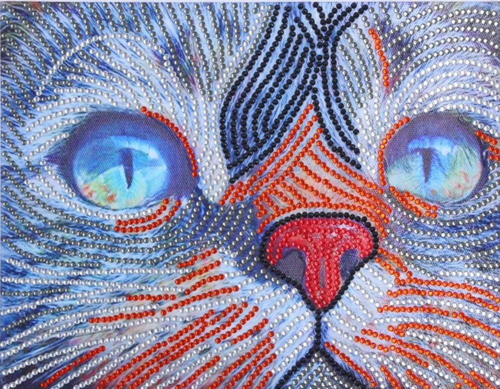 ABEUTY Diamond Painting DIY 5D Special Shape Rhinestones, Colorful Cat Animal, Partial Drill Crystal Diamond Art Kits