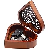 HOLLY TRIP Vintage Music Box, Heart Shape Wooden Mechanism Wind Up Musical Box Gift for Christmas/Birthday/Valentine's Day, Melody Amazing Grace