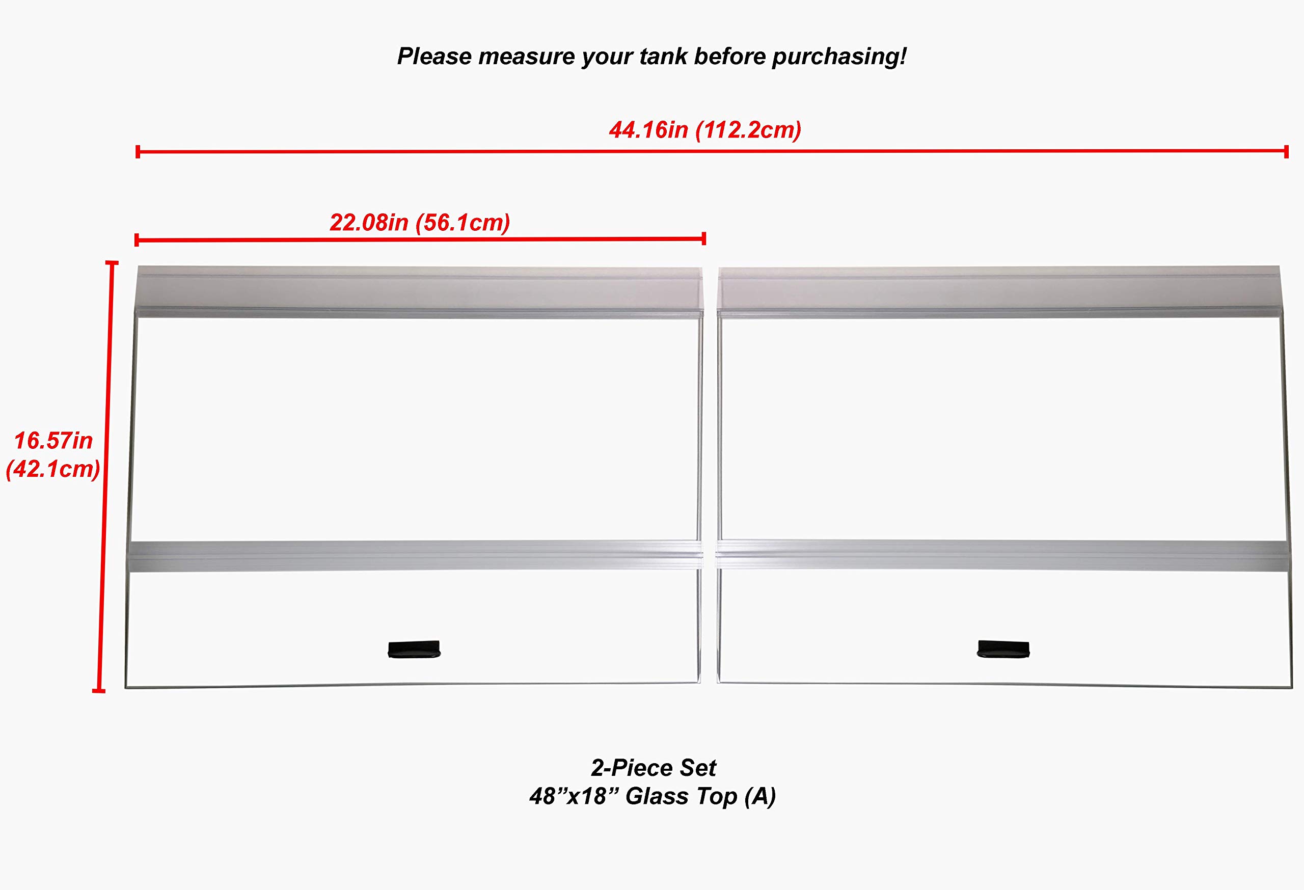 H2Pro Glass Canopy 2 Piece Set for Aqueon All Glass 75/90/110 Gallon