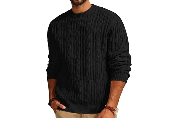 PJ PAUL JONES Mens Sweater Crewneck Cable Knit Pullover Sweater Casual Twist Textured Sweaters