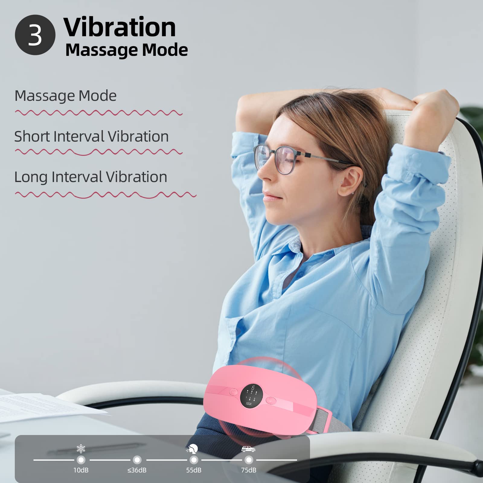 Heating Pad for Period Cramps, 3 Heat Levels and 3 Massage Modes, Portable Heating Pad for Menstrual Cramps Relief, Electric Heat Belt, Christmas Gifts for Women and Girl Stocking Stuffers