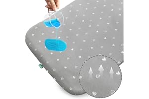 BILOBAN Bassinet Mattress Pad 35" x 20" x 1", Compatible with Airclub, Jimglo, Ezebaby, Besrey Baby Bassinet and Other Bedside Sleeper, Waterproof Breathable Baby Foam with Removable Zippered Cover, Grey