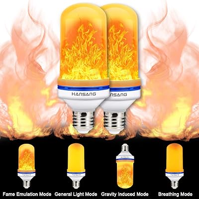 LED Flame Effect Light Bulb,Hansang Flickering Fire Bulbs 4 Modes with Upside Down E26 Base,Creative Decorative Light,Simulated Vintage Flame Light