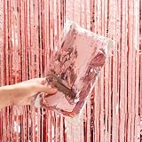 Aisszhao 2 Packs Rose Gold Tinsel Foil Curtain Backdrop 3.2ft x 6.5ft view 5