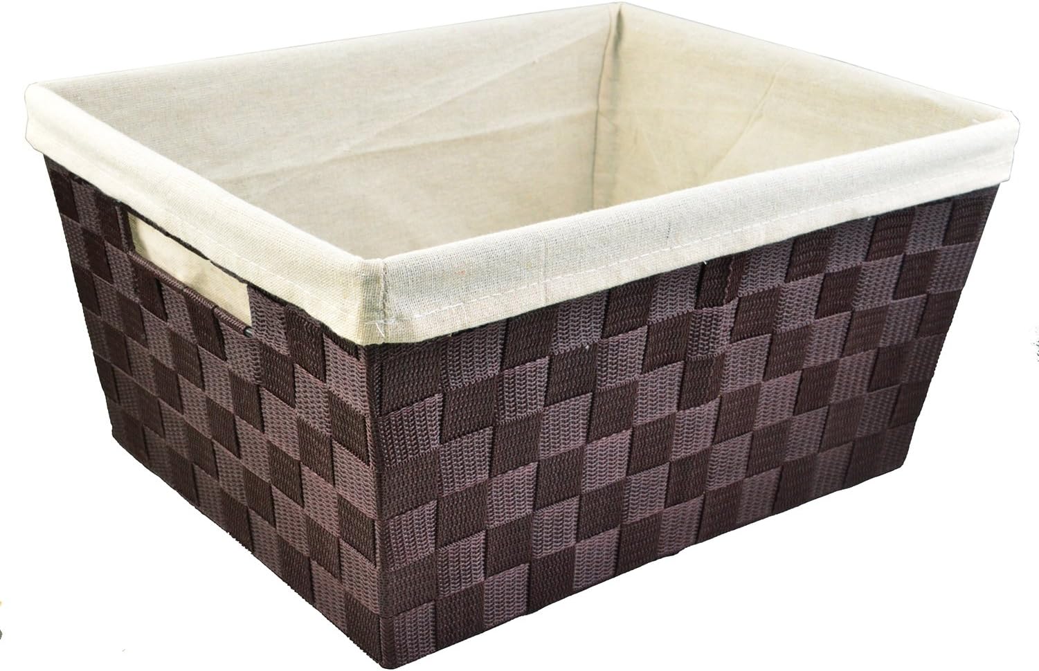 Wovenaholic Office and Kitchen Woven Basket Shelf Storage Tote, 15x11x7.5