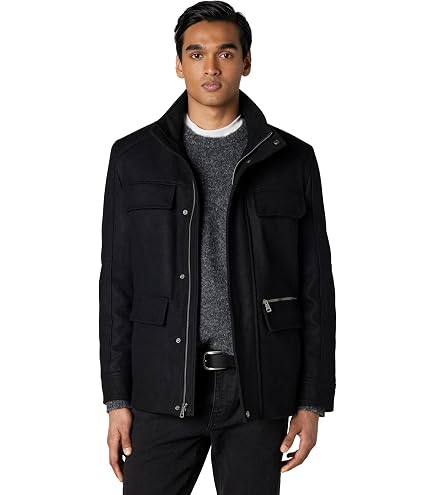 Cole Haan Signature Men's Wool Melton Coat with Nylon Bib