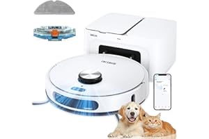 SHELIKI Robot Vacuum and Mop, 3-in-1 Robotic Vacuums Cleaner with LiDAR Navigation Smart Mapping & Max Strong 6000Pa Suction, Self Emptying Bases for 70 Days-White