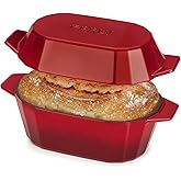 Enameled Cast Iron Dutch Oven for Bread Baking – 3QT Oval Round Heavy Duty Bread Pan with Lid, Non-Stick Ceramic Coating,Loaf Cast Iron Bread Oven for Sourdough, Baking, Roasting, Braising, Stovetop & Oven Safe
