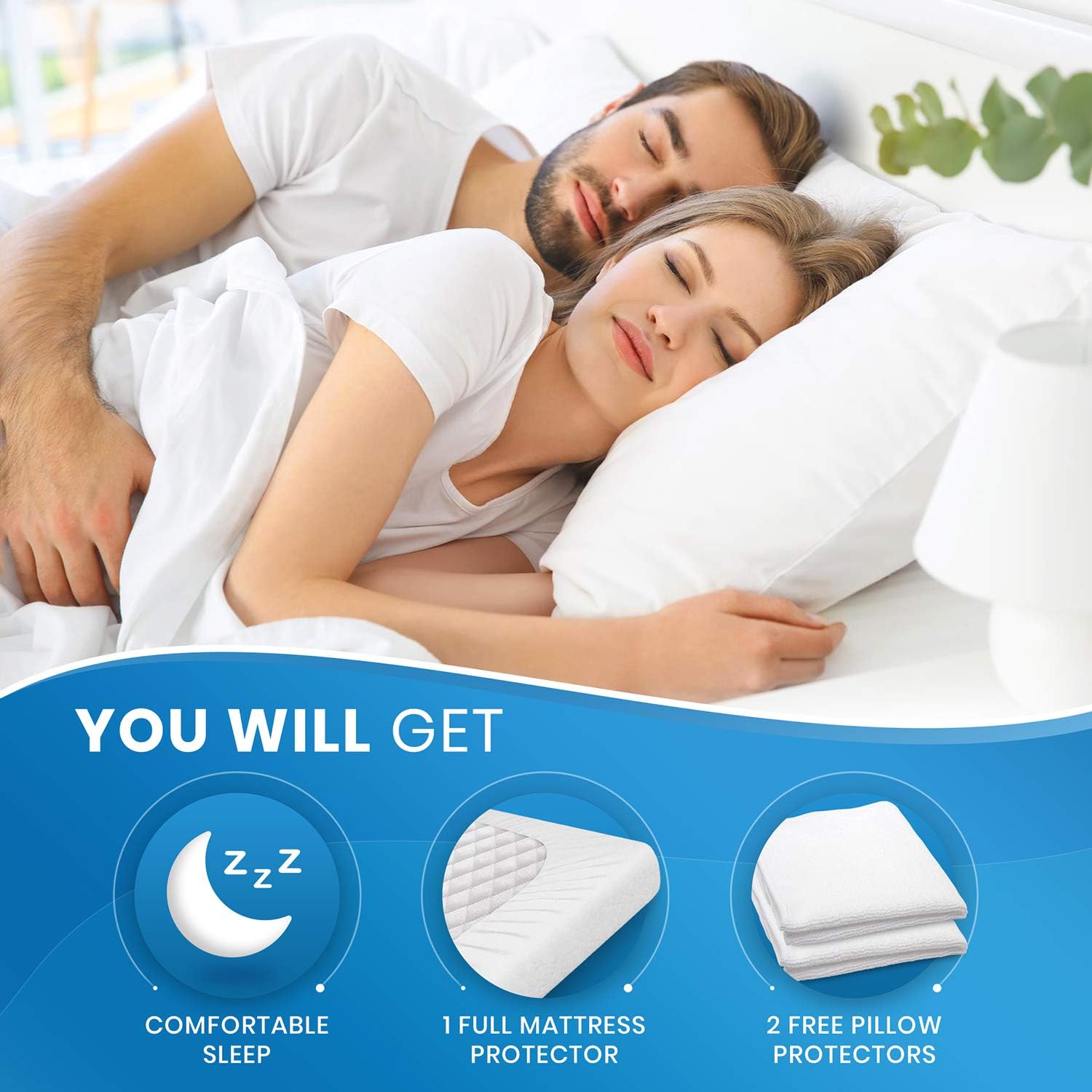 Everlasting Comfort Waterproof Full Size Mattress Protector - Includes 2 Pillow Protectors - 100 Percent Waterproof Fitted Sheet - Dual Layer Breathable Membrane: Home & Kitchen