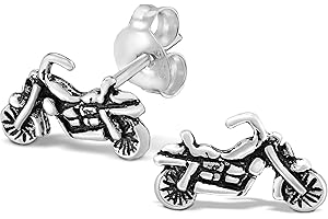 AeraVida Minimalist Classic Motorcycle .925 Sterling Silver Stud Earrings | Casual Sterling Silver Stud Earring for Women | J