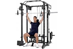EVOLPOW Power Cage P3A, 1500LBS Multi-function Power Rack with Adjustable Cable Crossover System and More Training Attachment, Weight Cage for Home Gym