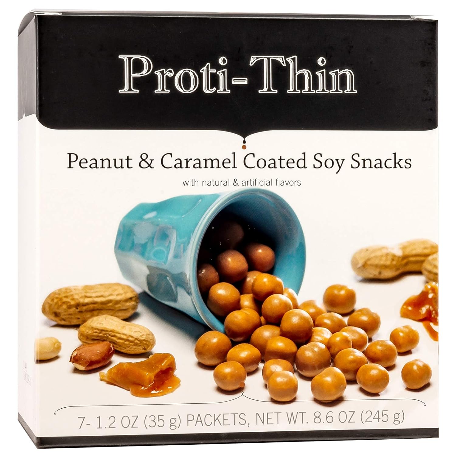ProtiThin Peanut & Caramel Coated Soy Snacks, 15g Protein, Low Calorie, Low Fat, Low Carb, Diet