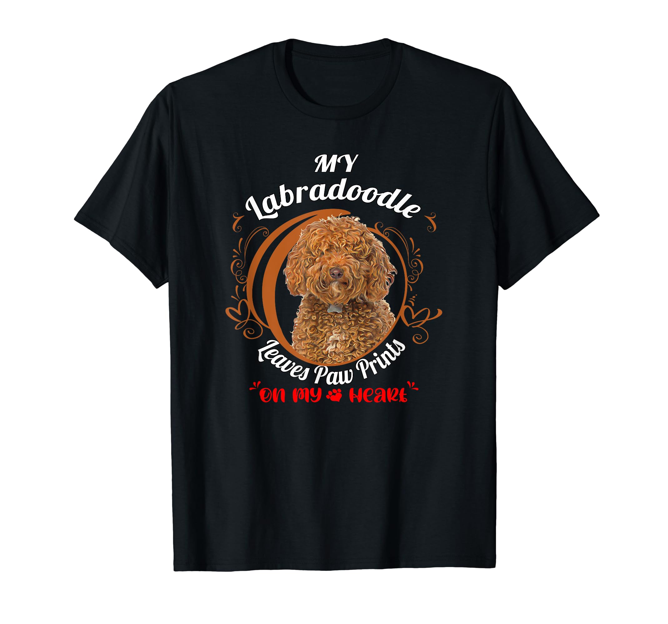 Labradoodle Dog Owner Design Paw Prints On My Heart T-Shirt