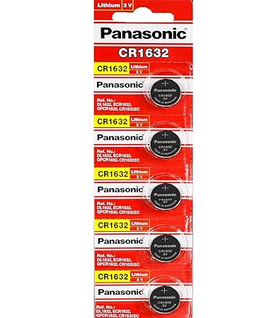 Panasonic/DL1632 Knopfzellen 3 V Mangan-Oxid Lithium-Akku (5 x Pro Pack)