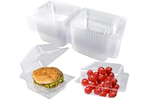 60 PCS Clear Plastic Hinged Container with Lids 5.3 x 4.7 x 2.8 Inch Clear Disposable Depth Clamshell Food To Go Take Out Tra