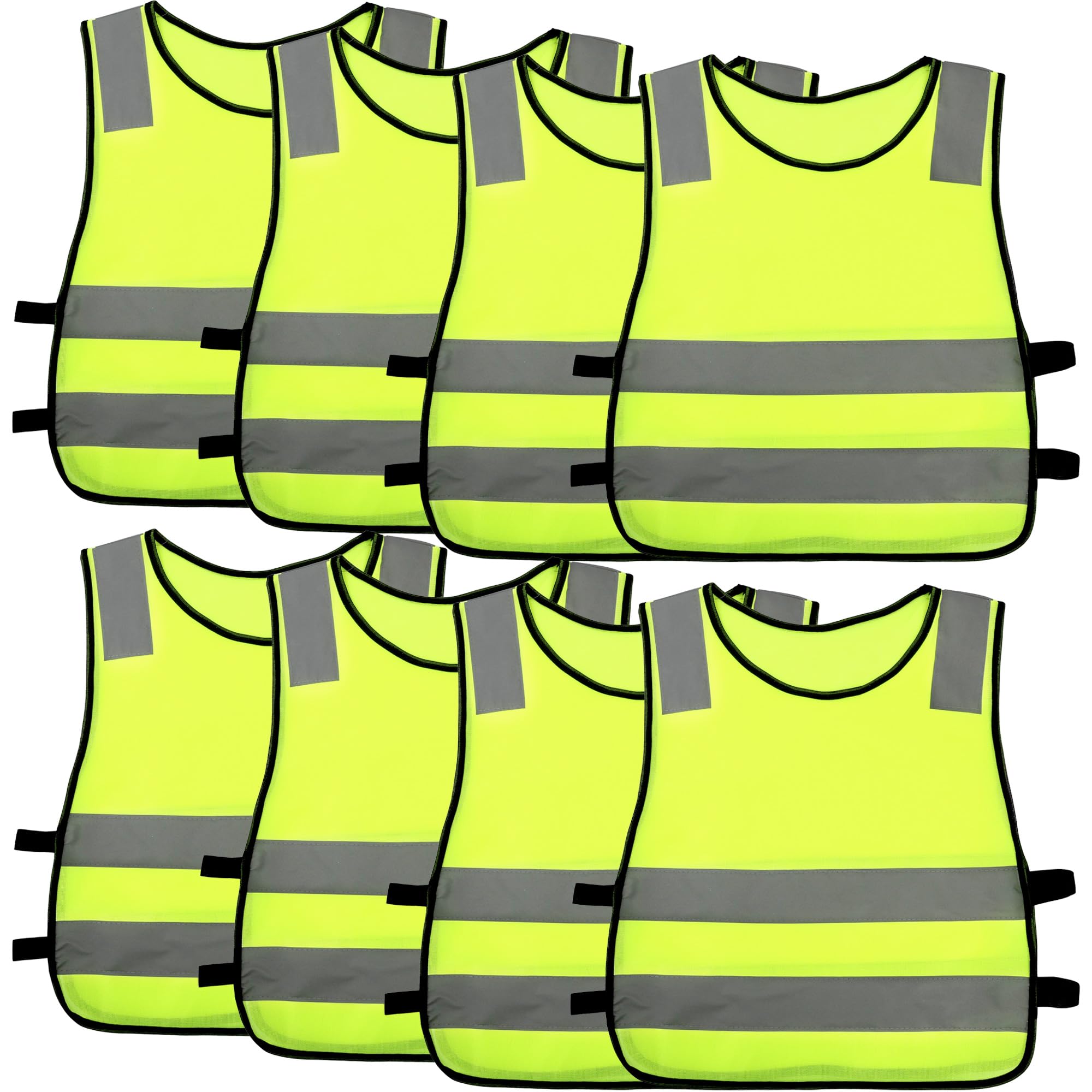 8 Pack Kids Hi Vis Vest Bulk Children High Visibility Vests Child Hi Vis traffic Safety Vests with Reflective Strips for Boys Girls Outdoor Activities Cosplay