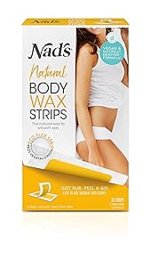 Nad's Body Wax Strips - Natural All Skin Types - Wax Hair Removal For Women - At Home Waxing Kit With 30 Body Waxing Strips & Post Wax Oil