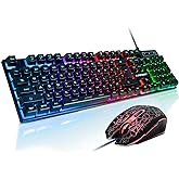 FLAGPOWER RGB Gaming Keyboard and Breathing Mouse Combo, Adjustable Breathing Backlit Mechanical Feeling Keyboard with 4 Colors 4800DPI Backlight Mouse for PC Laptop Computer Game and Work