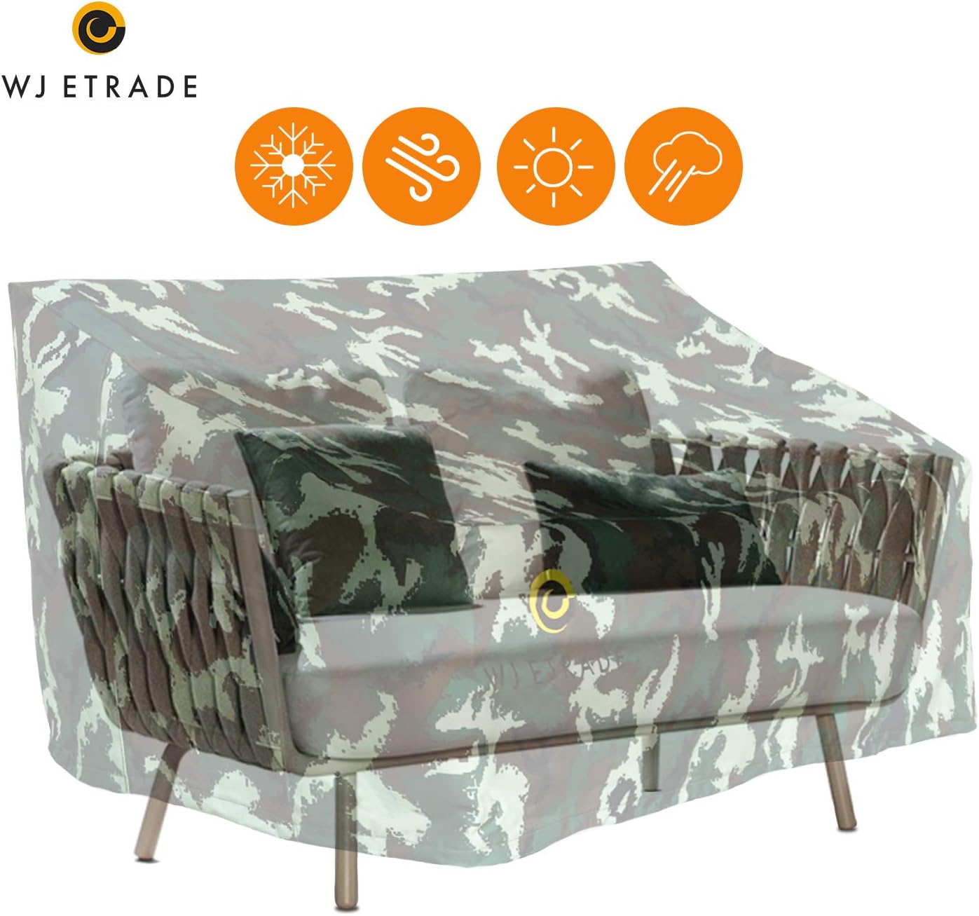 WJ eTrade Patio Loveseat Covers, Waterproof UV Resistant No Fading Heavy Duty Outdoor 2-Seat Bench Cover, 54" Wx38 Dx35 H, Camo: Garden & Outdoor