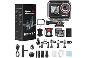 Hiicam Action Camera Speed 60 4K60FPS 48MP WiFi with 2.35" HDR Touch Screen EIS 8X Zoom Remote Control,Bare Machine Waterproof 33FT with Waterproof Case 131FT, 2x2150mAh Battery, 30 Burst Vlog Camera