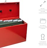 Cathedral Products A4 Steel File Box with Starter Pack of 5 Suspension Files Red view 3