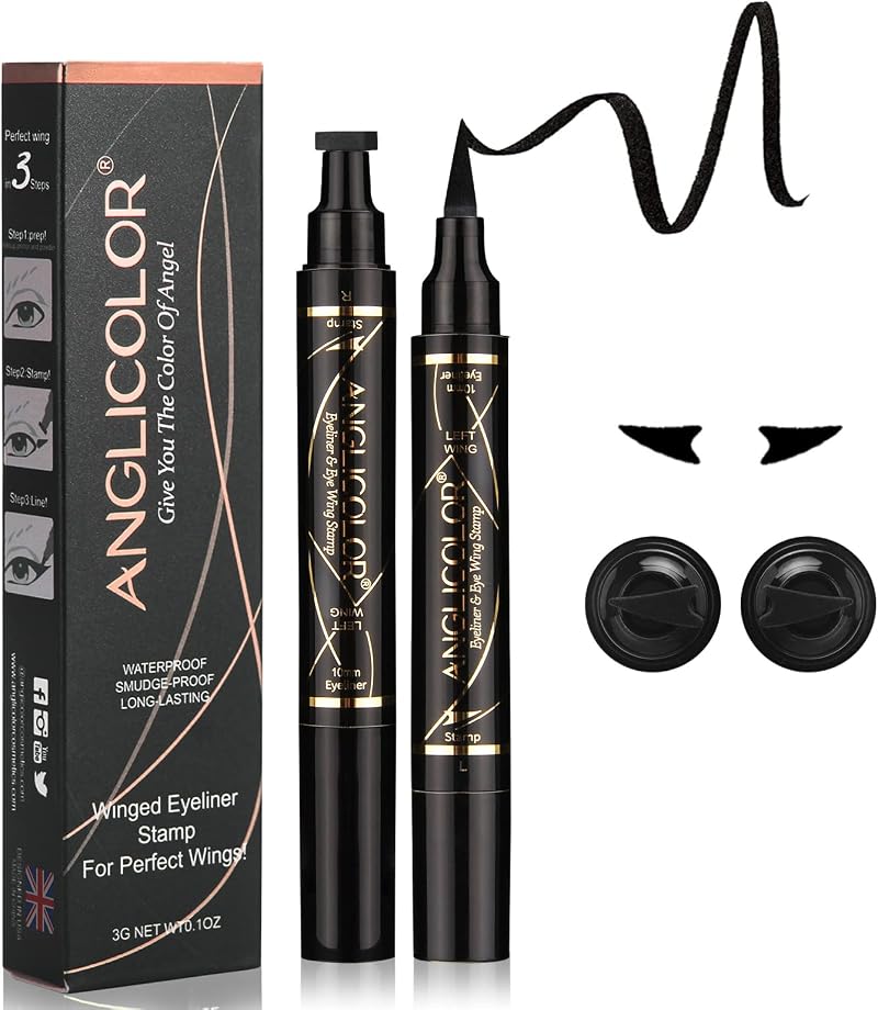 Angefarge Liquid Eyeliner Stamp Waterproof 2PC Perfect Wing Cat Eye Black