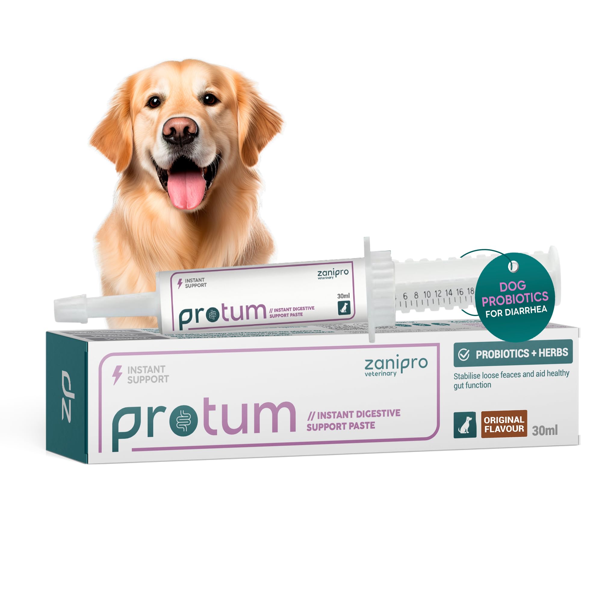 Zanipro Protum Probiotic Paste for Dogs - 30ml Advanced Prebiotic Formula for Digestive Support - Tasty Flavour for Canine Gut Health - Aids Digestion, Diarrhea Recovery, and Wellness