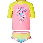 Saint Eve Toddler and Kids Rash Guard Swimsuit - 2-Piece Bathing Suit and Swim Shirt Set for Girls - UPF 50 Sun Protection