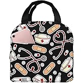 ZBDSKLEX Nurse Theme Lunch Bag for Women Insulated Tote Bag Reusable Cooler Lunch Box for Work Picnic Travel, One Size