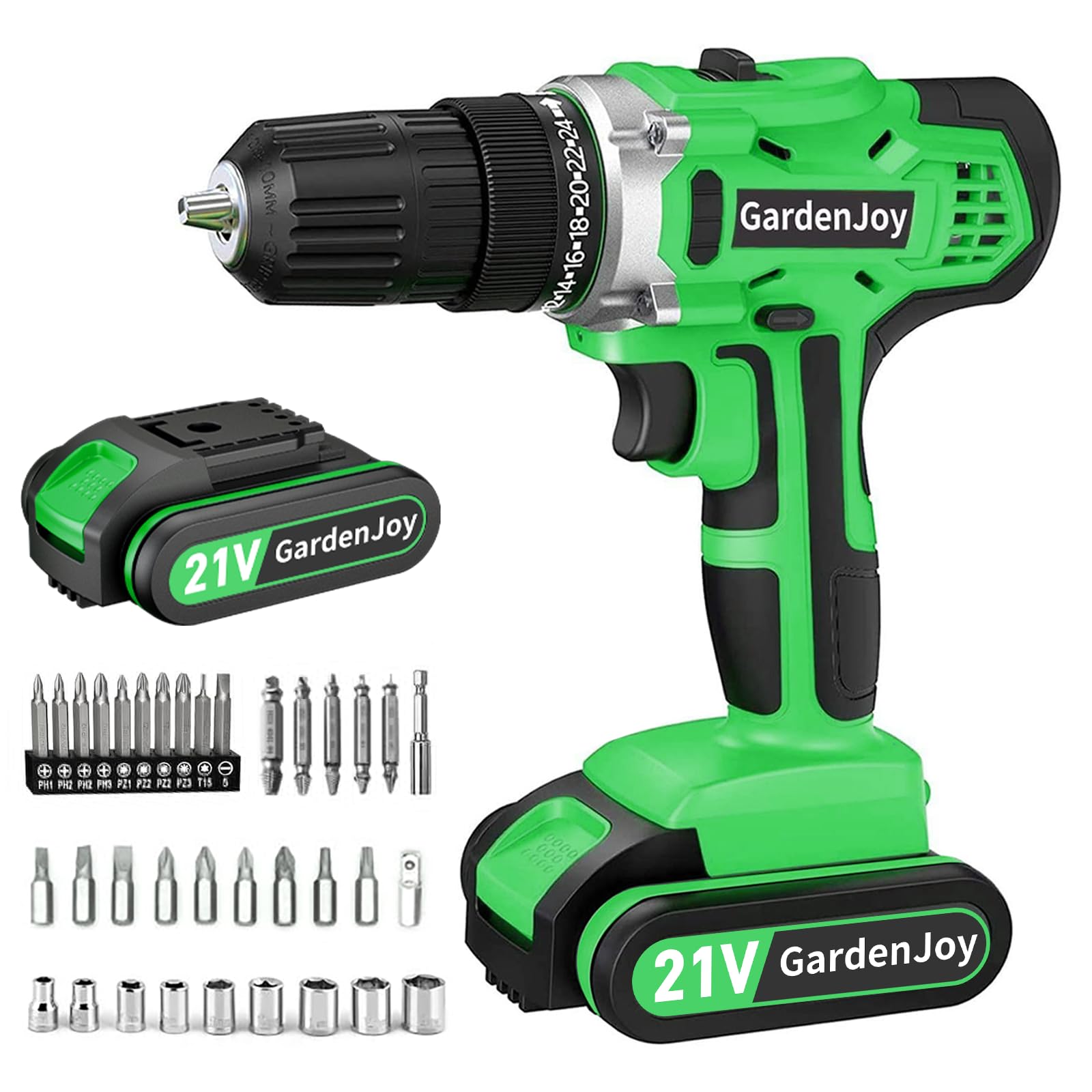 Photo 1 of ***MISSING PARTS***
GardenJoy 20v Cordless Drill Set, Power Electric Kit Battery With Charger 30Nm 2-Speed 3/8" Keyless Chuck 24+1 Torque Drill Driver screwdriver Bits with LED Electric Work Light for MEN DIY