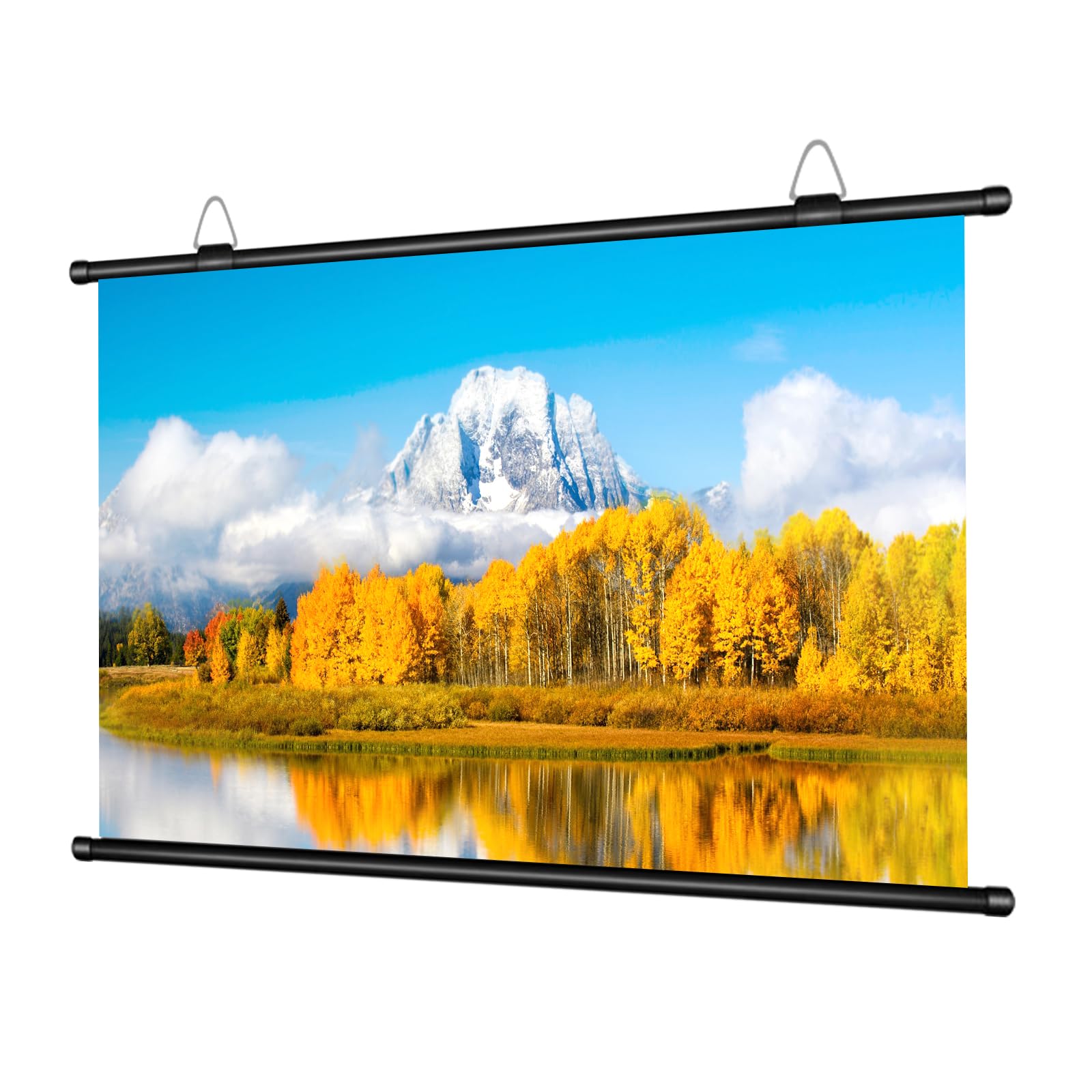 Photo 1 of 100-Inch Portable Projector Screen, XIAOHUI 16:9 Aspect Ratio, Non-Perforated Anti-Light, Easy Install,100% Polyester Professional Projector Screen Pull Down
