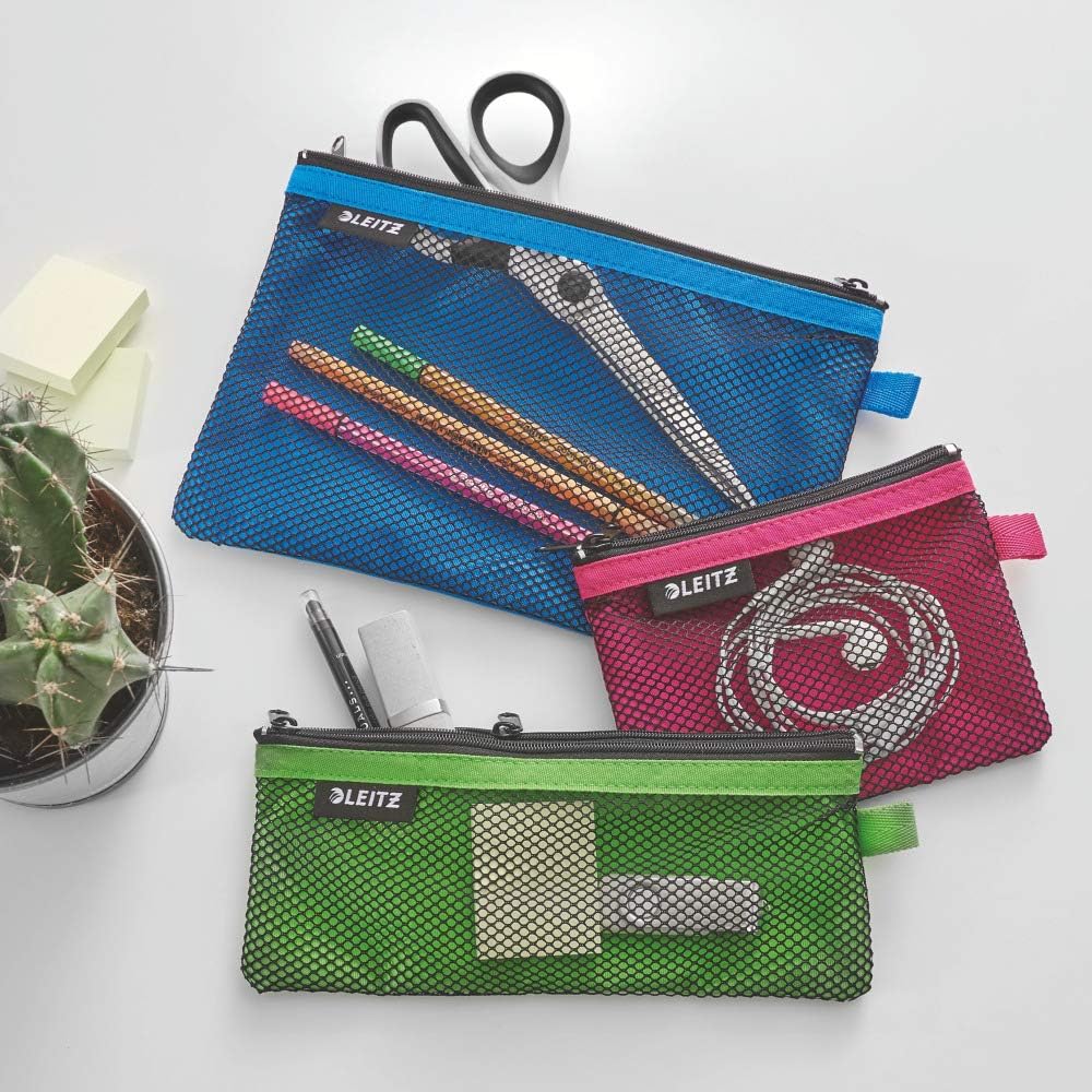 Leitz Wow 2-Pocket Pencil Case, Nylon Zip, Washable, Ideal Storage, Large (23x15cm) - Black, 40130095 - Image 4