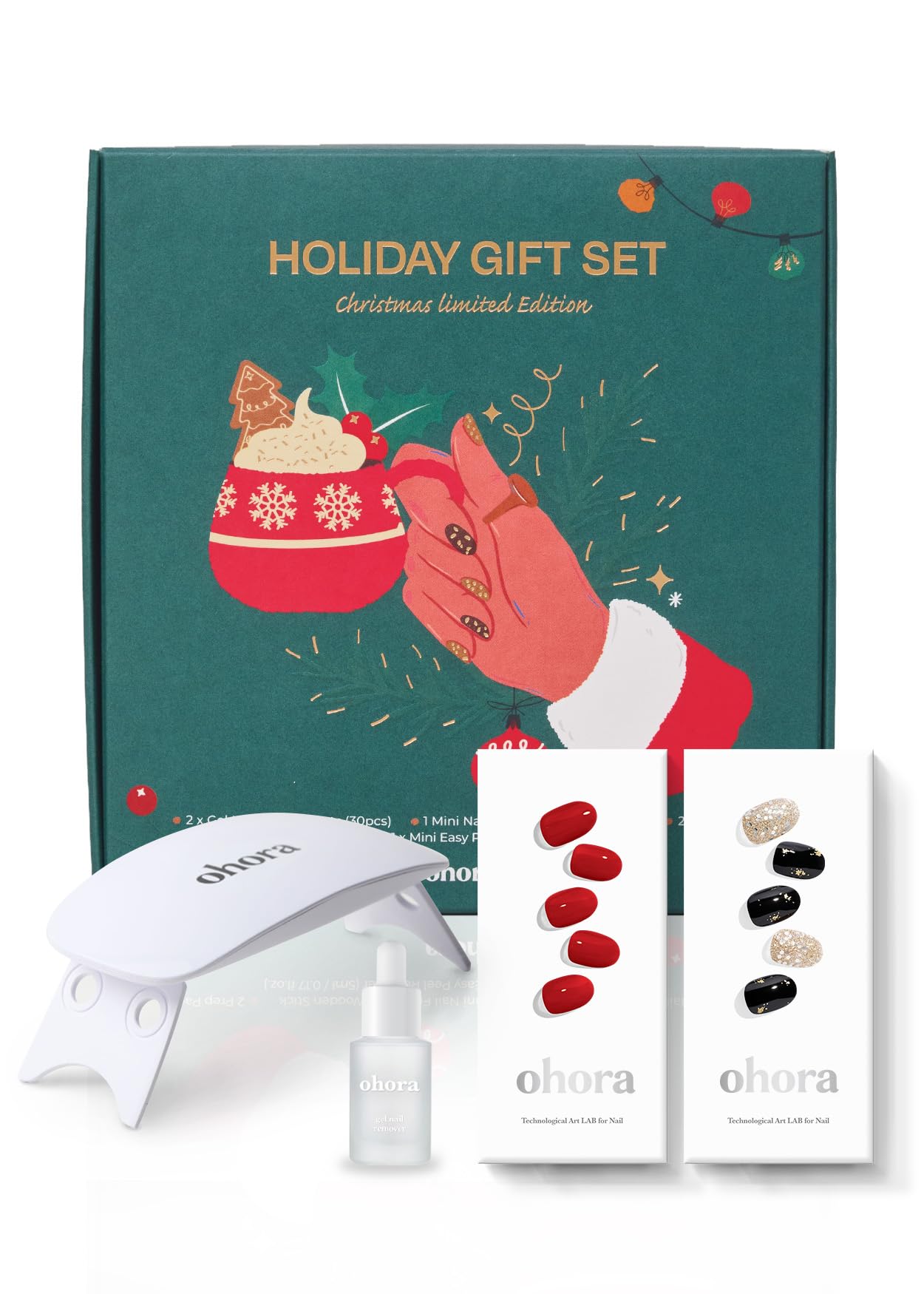Photo 1 of **MISSING GOLD NAIL STRIPS*** ohora Semi Cured Gel Nail Strip (2025 Christmas Gift Set (Limited Edition)) - Works with UV/LED Lamps, Salon-Quality, Long Lasting, Easy to Apply/Remove - Includes 2 Prep Pads, Nail File, Wooden Stick