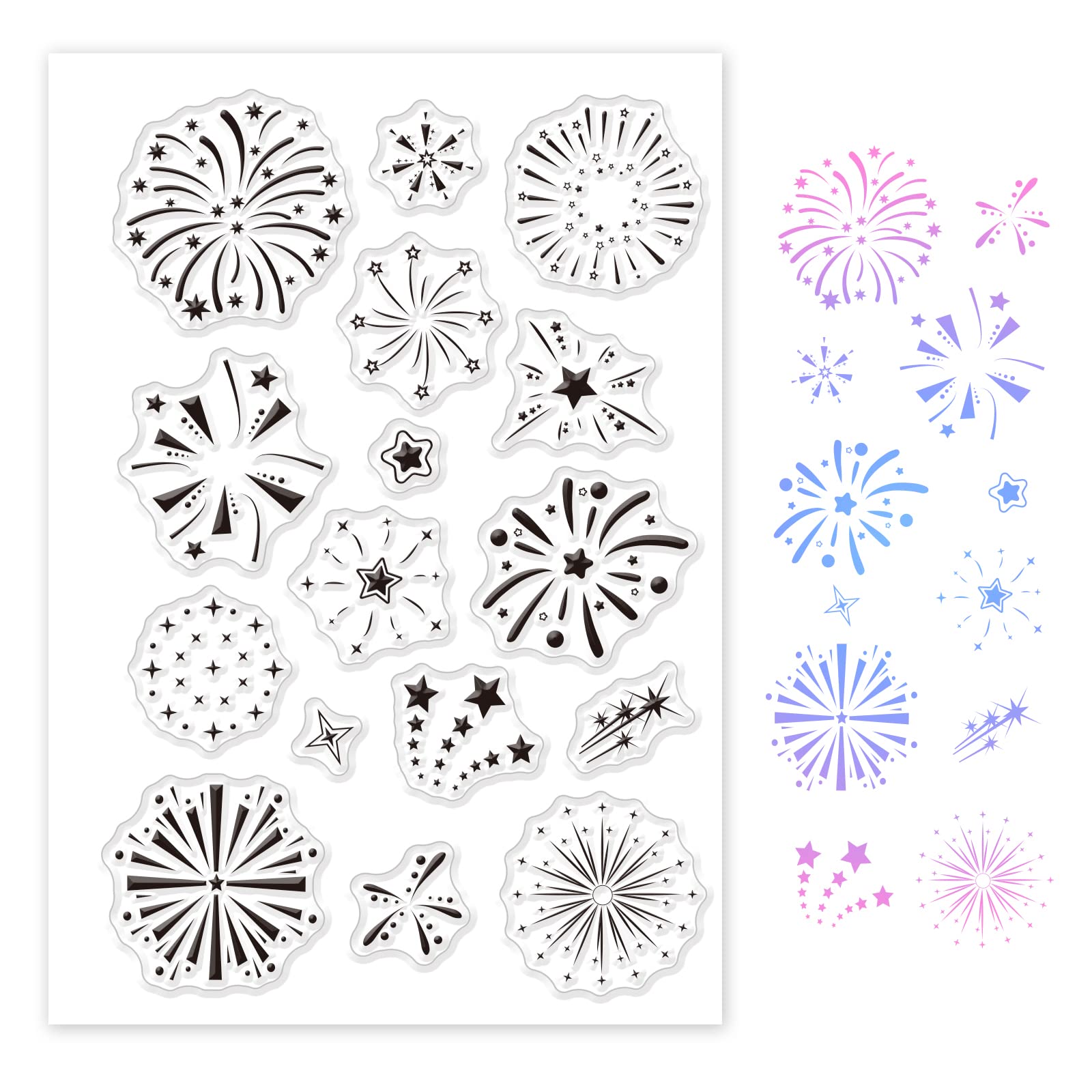 GLOBLELAND Holiday Fireworks Clear Stamps for Card Making Meteor Silicone Stamp Seal Festivals Transparent Stamps for Scrapbooking DIY Photo Journal Decoration