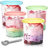 4 Pack Ninja Creami Ice Cream Containers with Lids & Scoop | Compatible with NC500/NC501AMZ Series | BPA-Free, Dishwasher-Saf