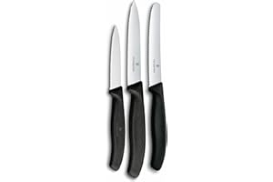 Victorinox Swiss Classic Sets, 3-Piece Paring Set (3¼" Straight Spear Point, 3¼" Sheep's Foot, 4½" Utility) Black